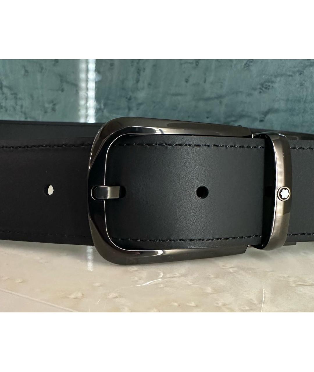 MONTBLANC Черный кожаный ремень, фото 5