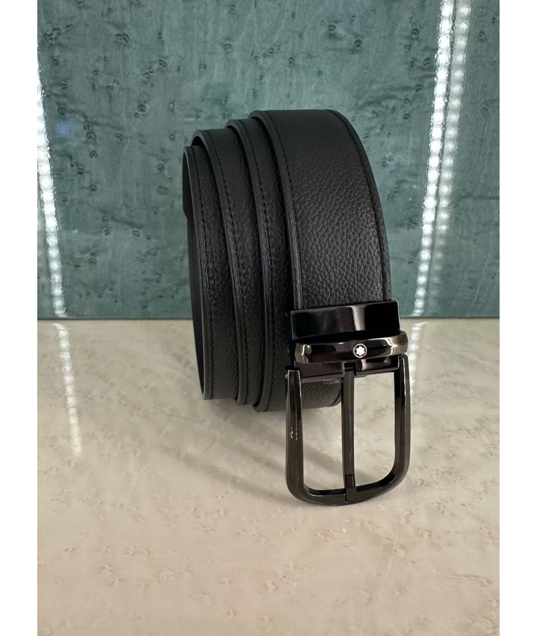 MONTBLANC Черный кожаный ремень, фото 2