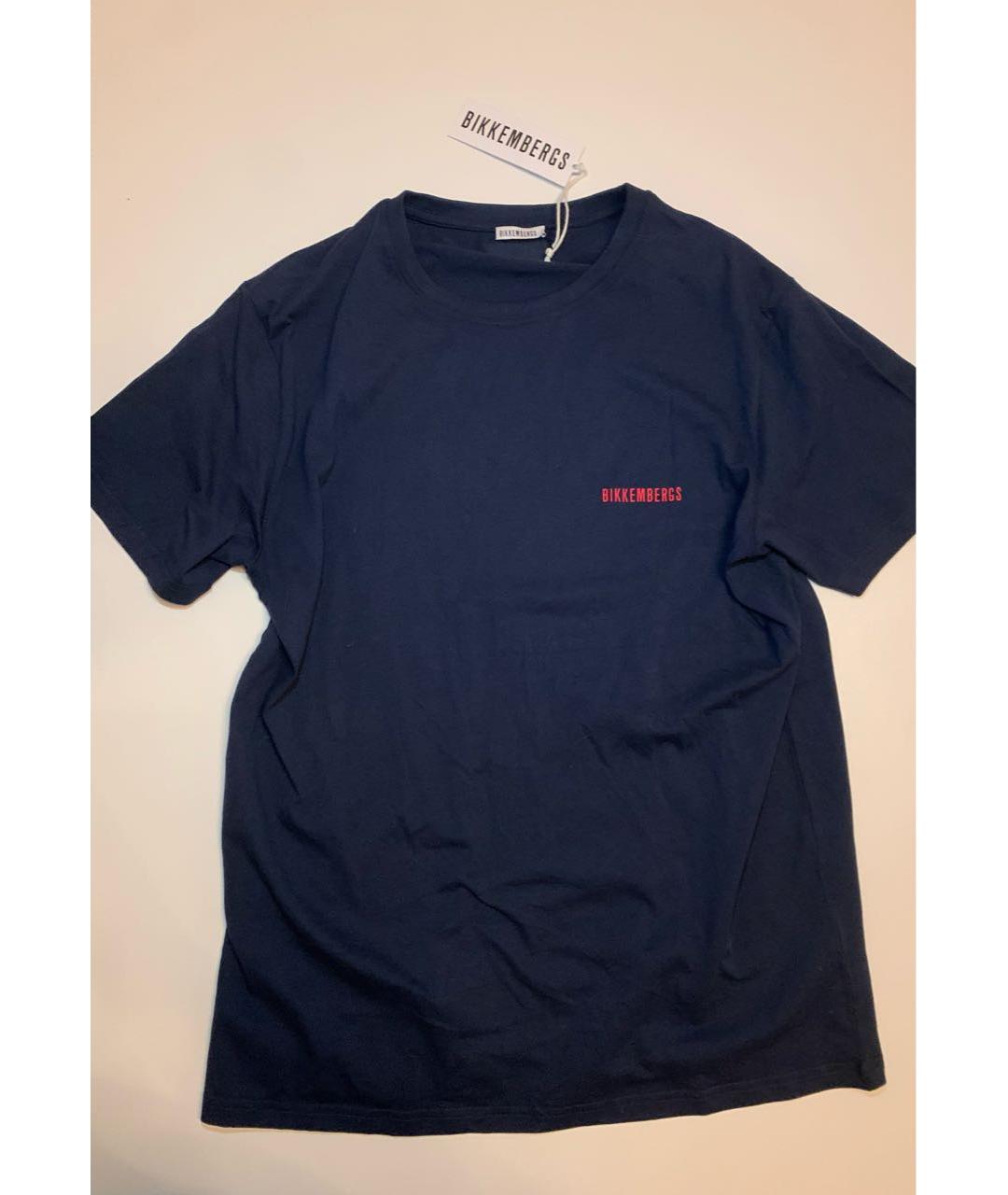 BIKKEMBERGS Темно-синяя хлопковая футболка, фото 7