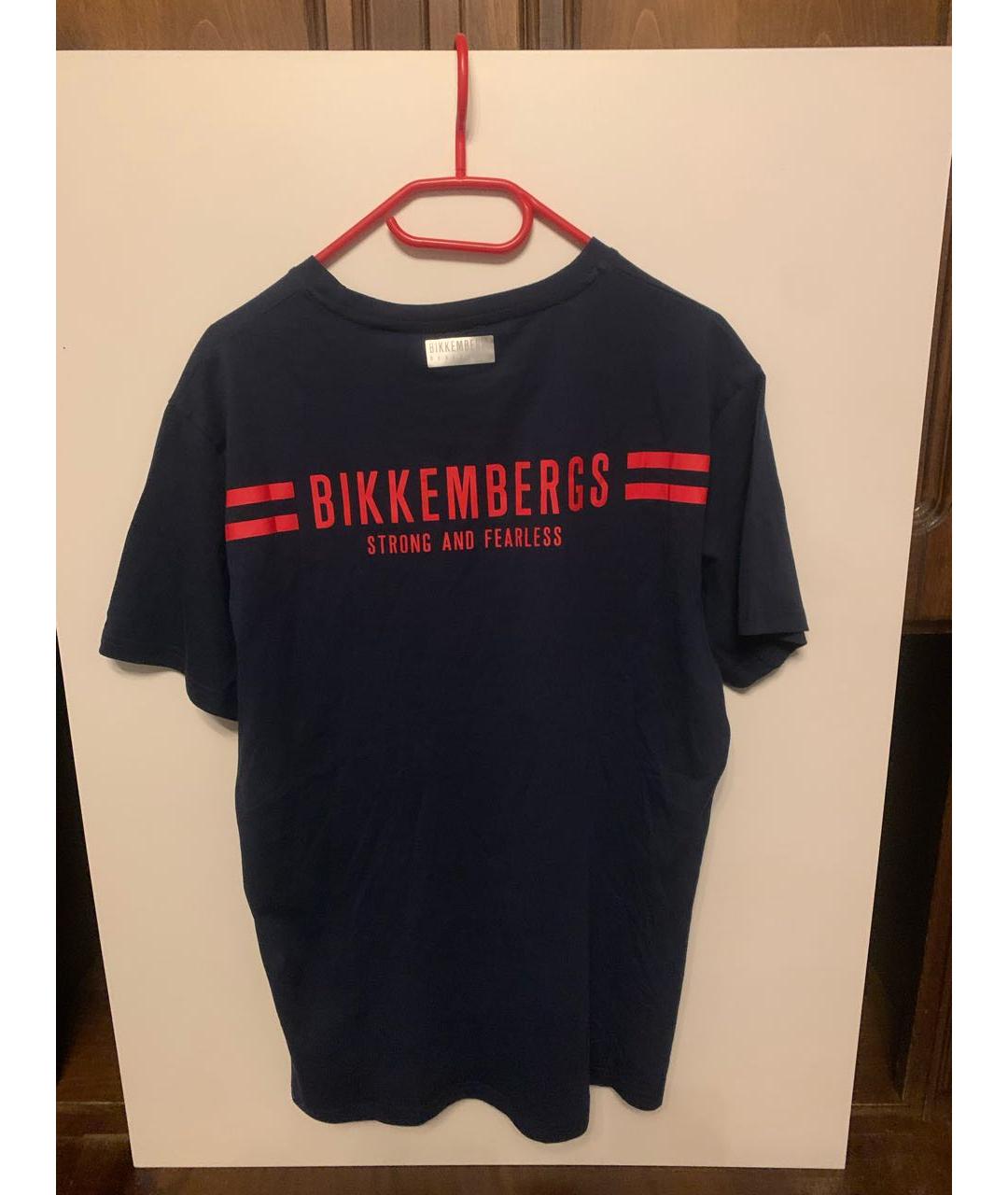 BIKKEMBERGS Темно-синяя хлопковая футболка, фото 2