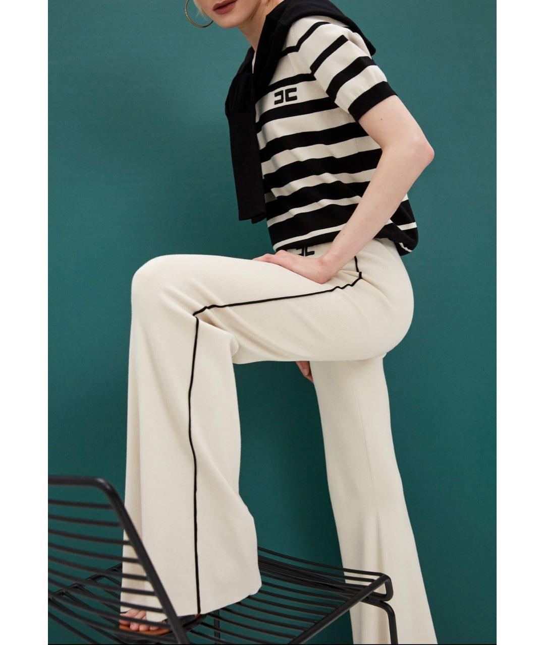 ELISABETTA FRANCHI Бежевые брюки широкие, фото 5