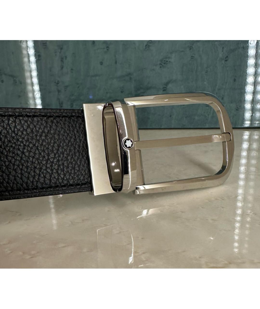 MONTBLANC Черный кожаный ремень, фото 3
