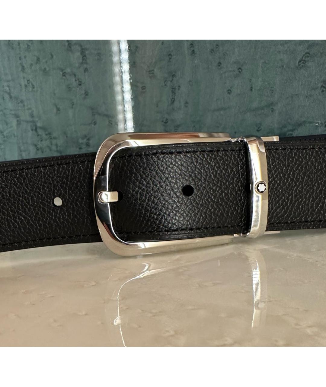 MONTBLANC Черный кожаный ремень, фото 5