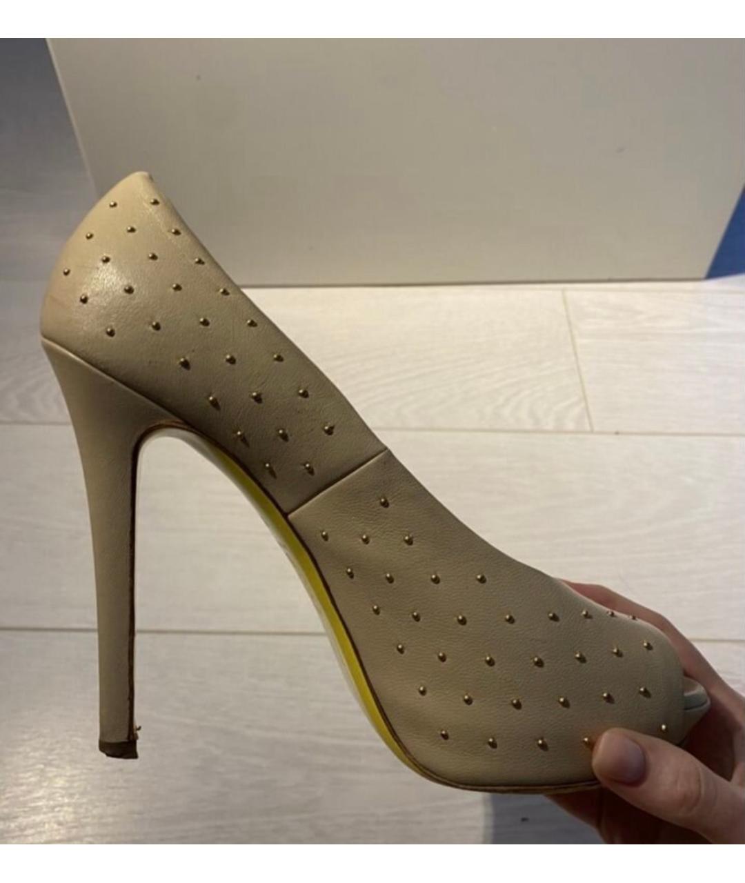 VERSACE Бежевые кожаные туфли, фото 8