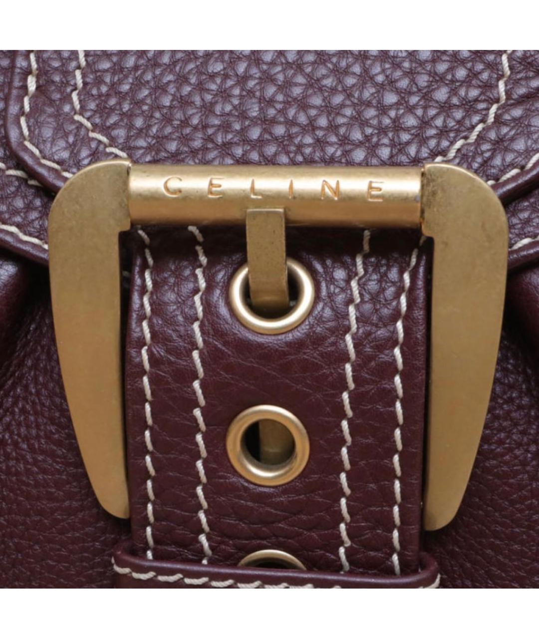 CELINE Бордовая кожаная сумка с короткими ручками, фото 5