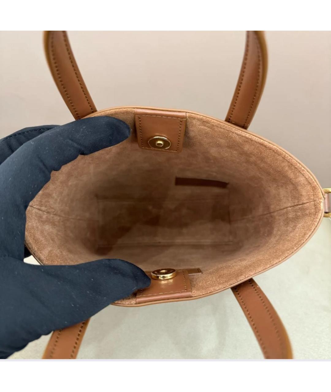 SAINT LAURENT Коричневая кожаная сумка тоут, фото 5