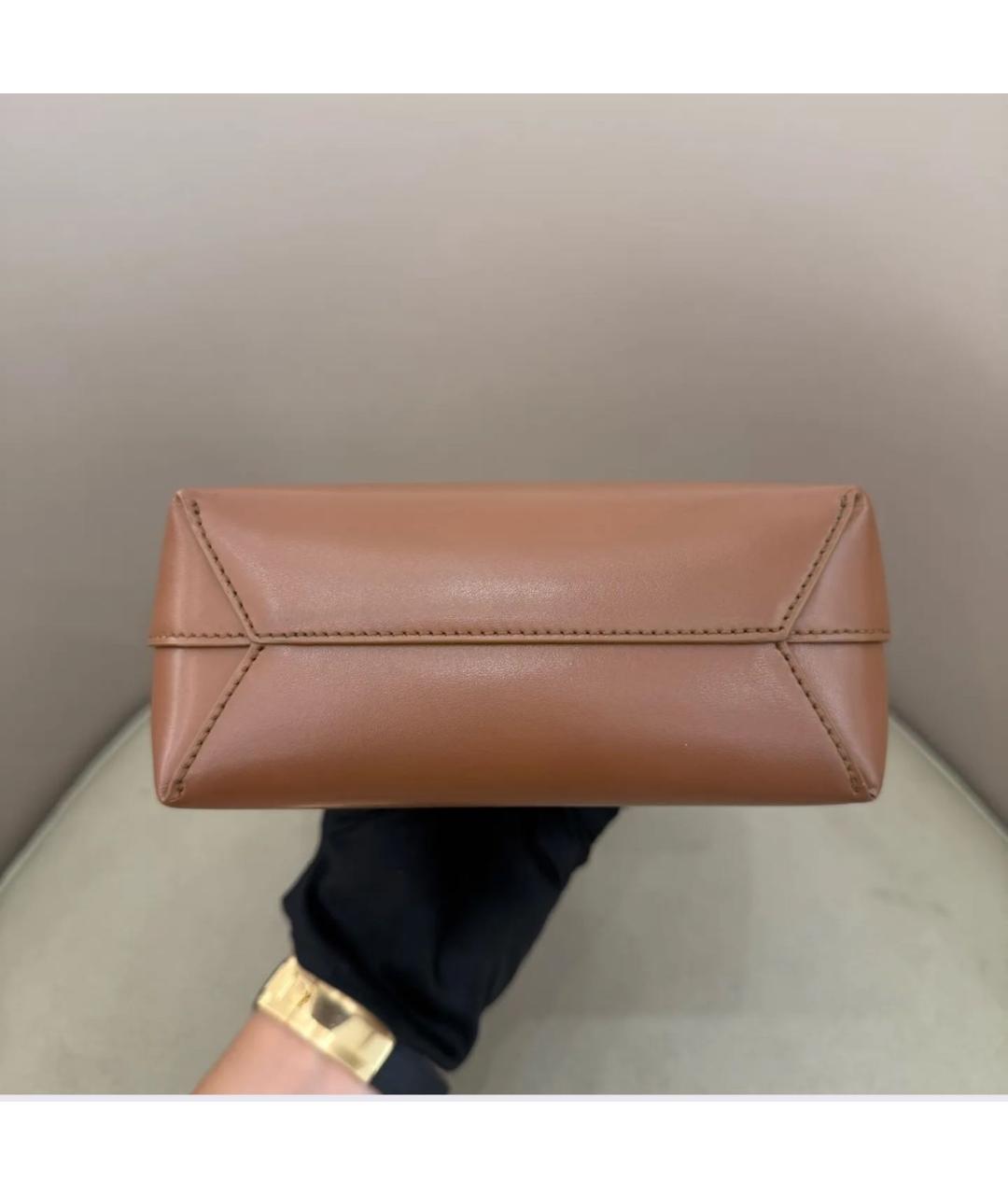 SAINT LAURENT Коричневая кожаная сумка тоут, фото 6