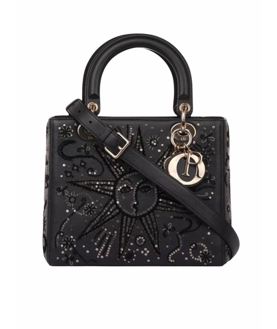 CHRISTIAN DIOR Черная кожаная сумка с короткими ручками, фото 1