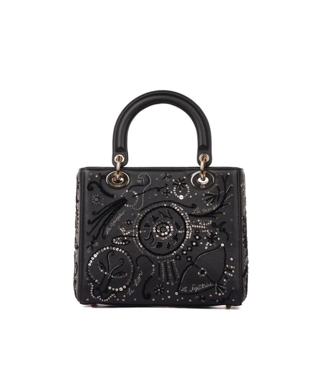 CHRISTIAN DIOR Черная кожаная сумка с короткими ручками, фото 3