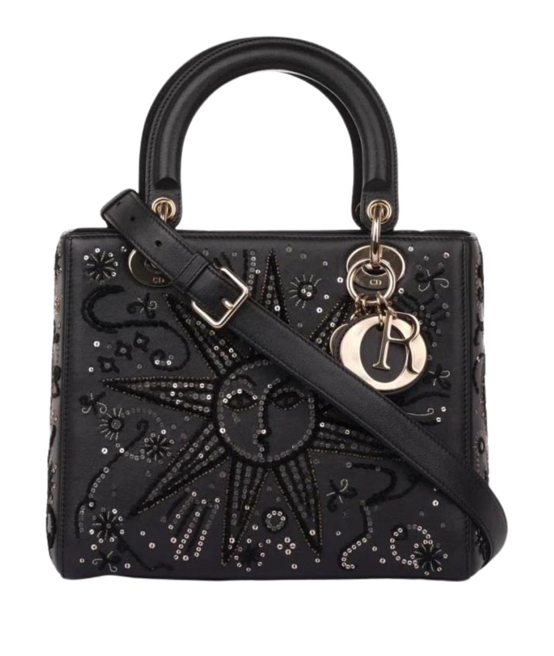 CHRISTIAN DIOR Черная кожаная сумка с короткими ручками, фото 1