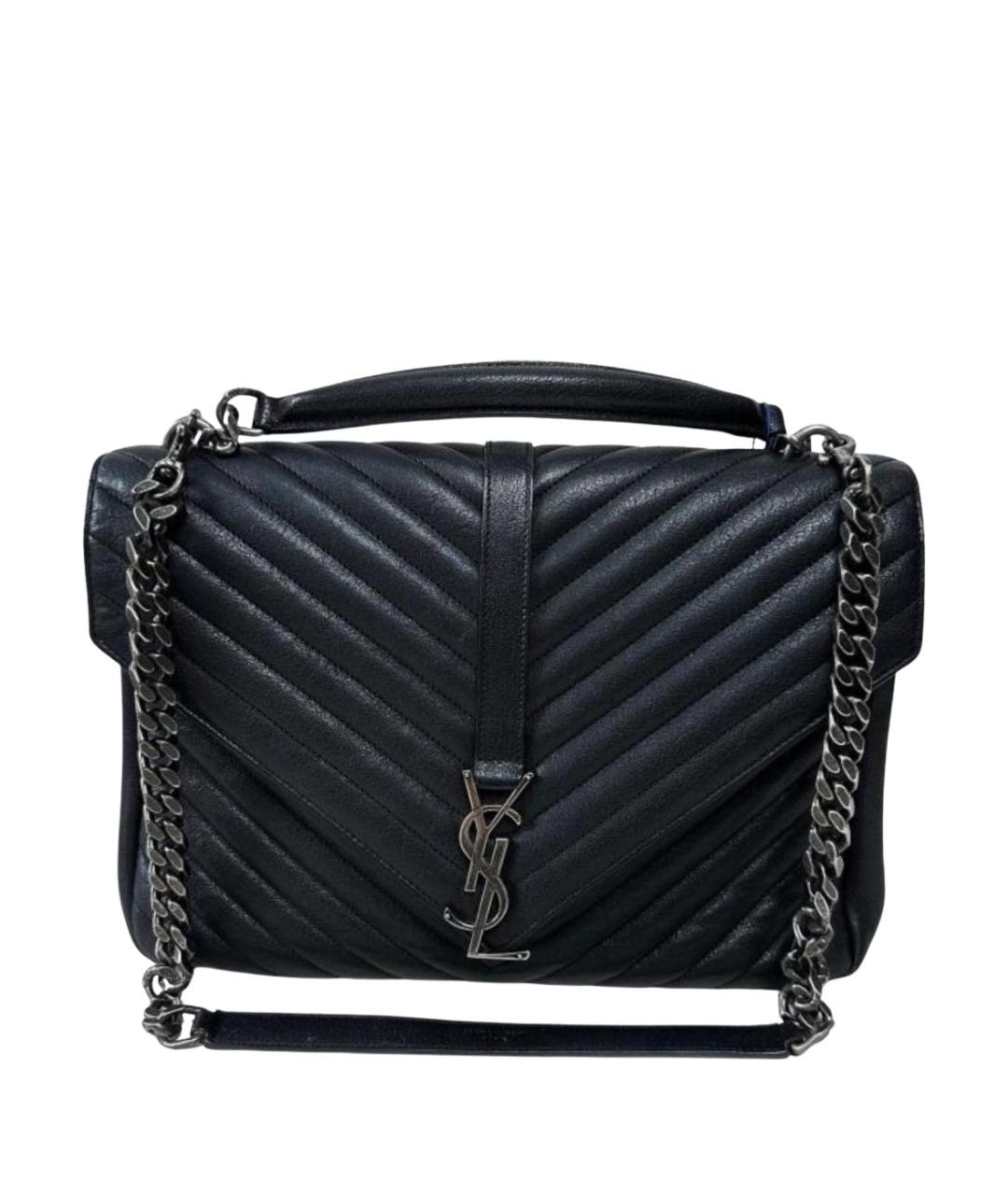 SAINT LAURENT Черная кожаная сумка тоут, фото 1