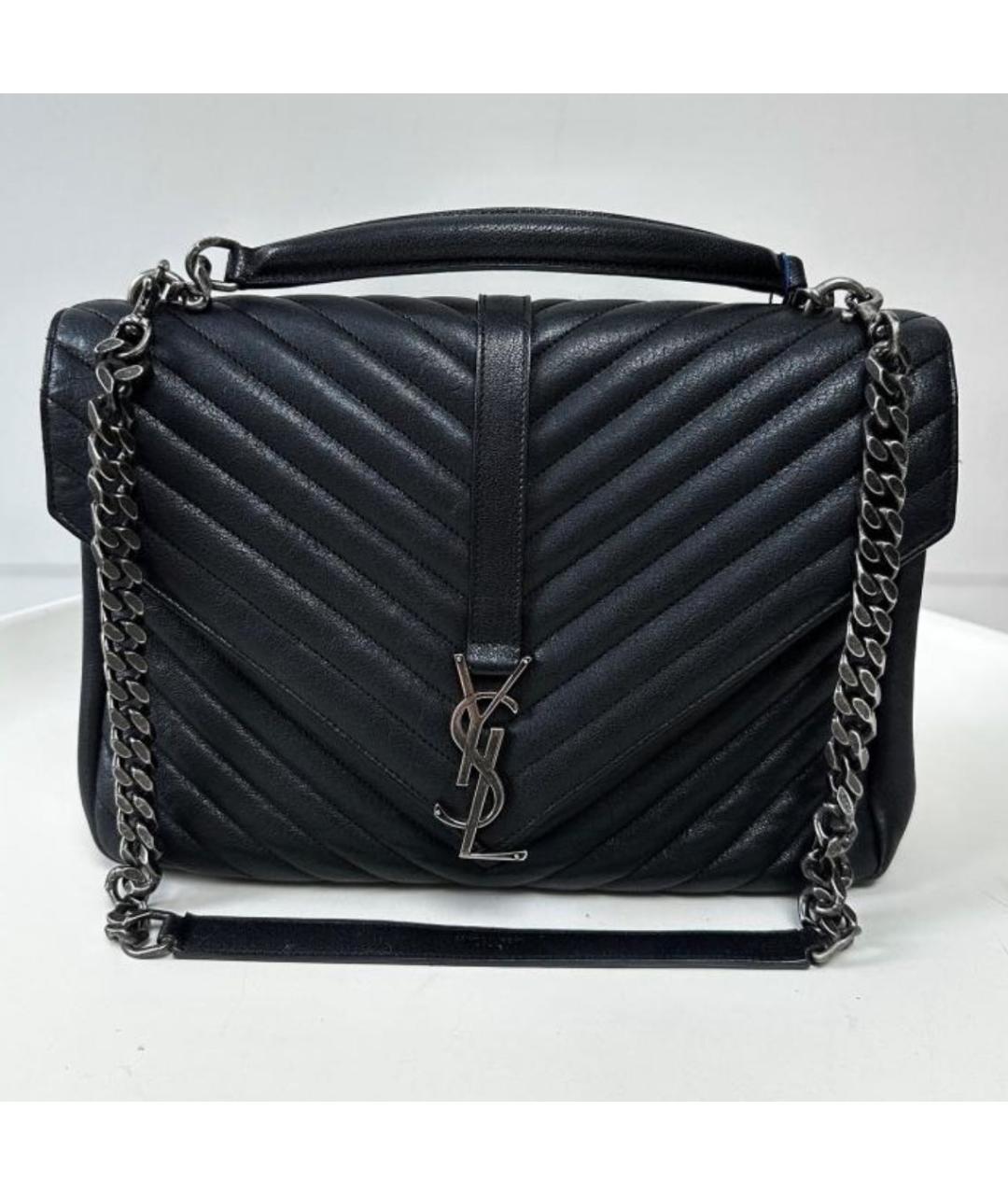 SAINT LAURENT Черная кожаная сумка тоут, фото 7