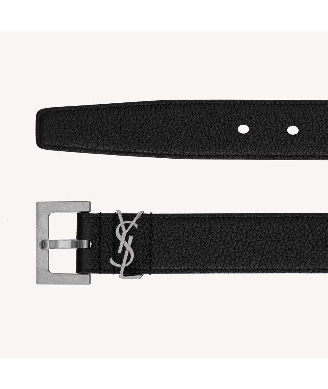 SAINT LAURENT Черный кожаный ремень, фото 2