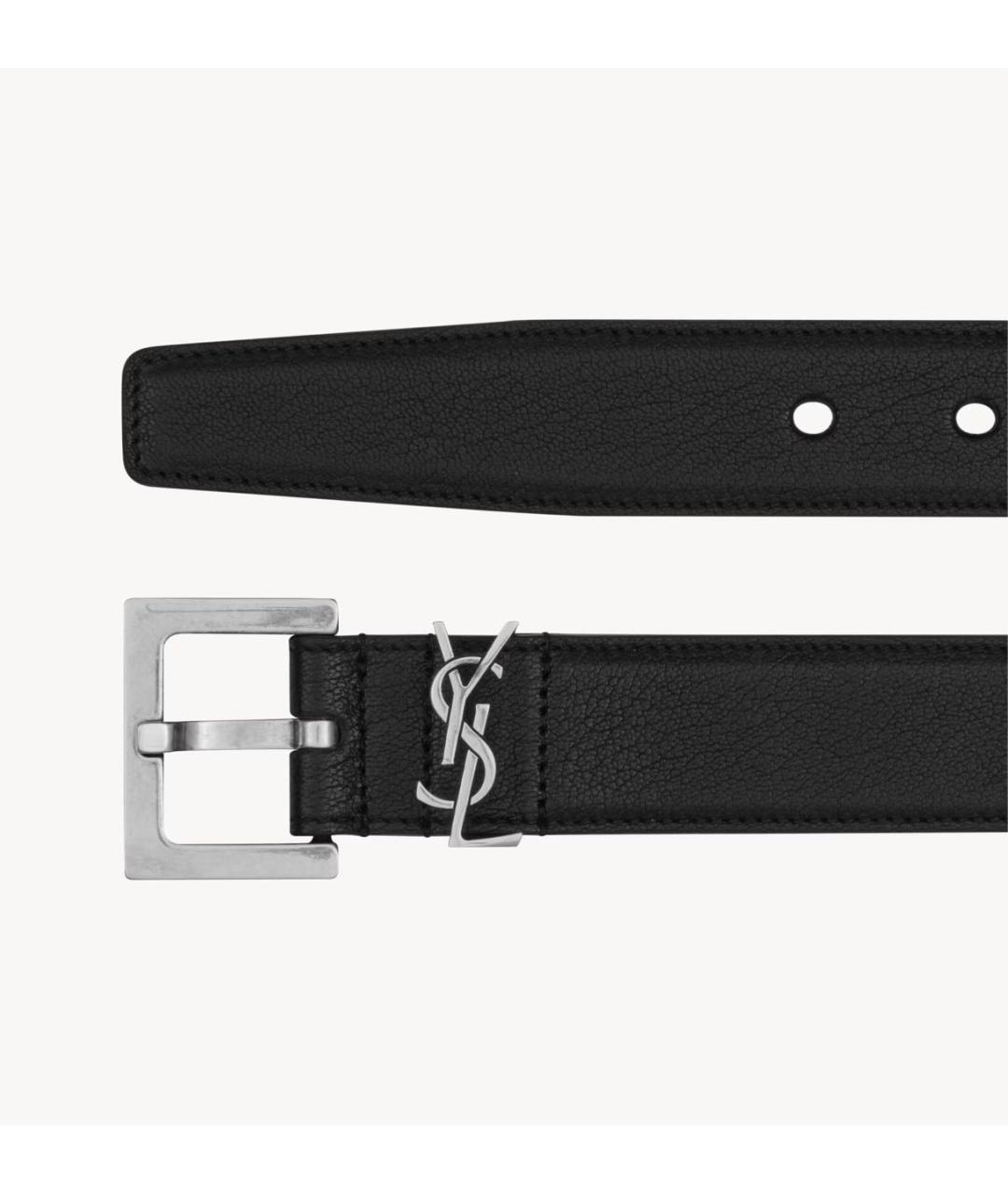 SAINT LAURENT Черный кожаный ремень, фото 2