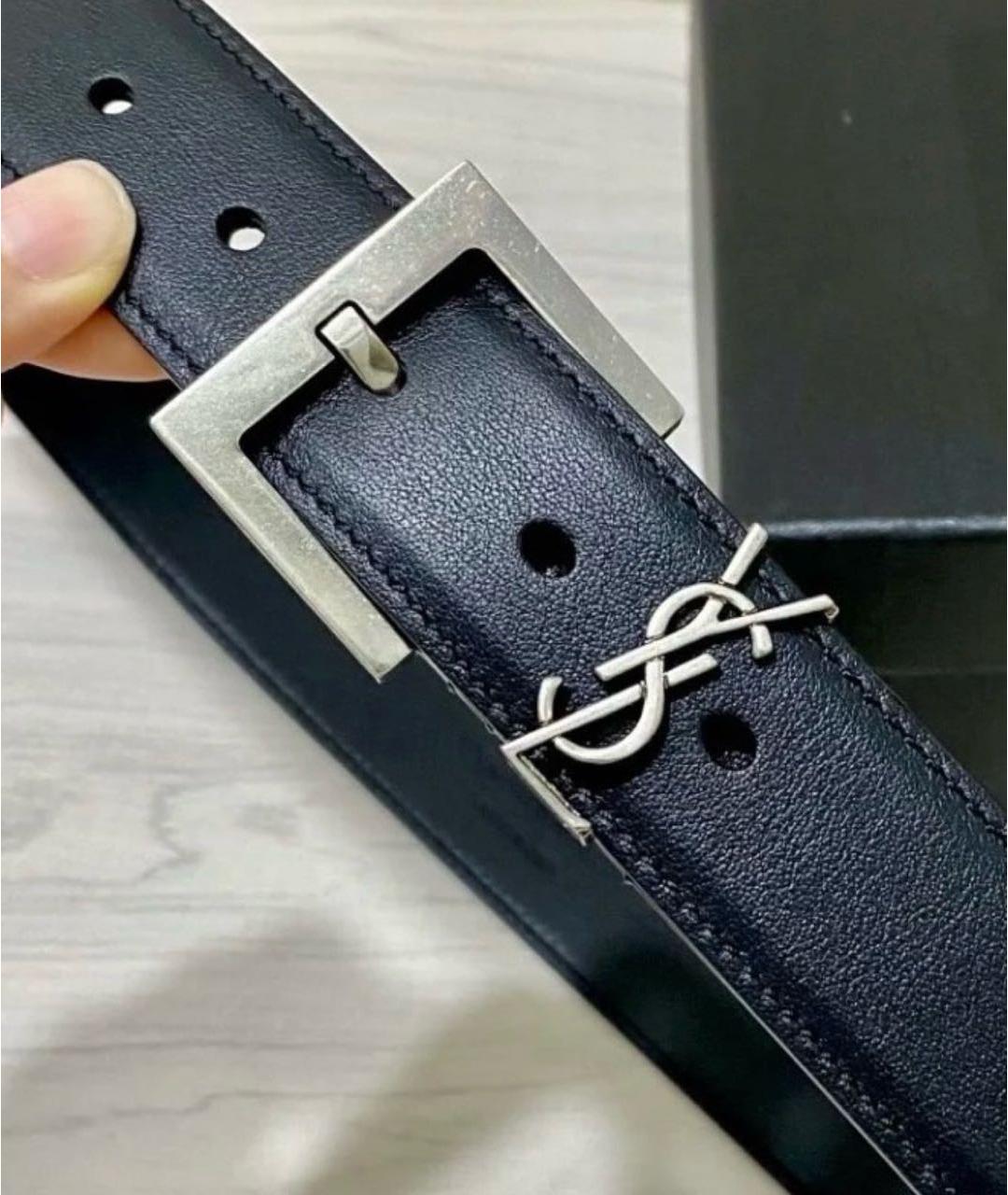 SAINT LAURENT Черный кожаный ремень, фото 3