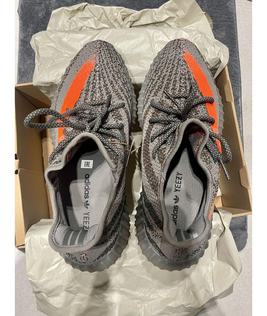 YEEZY Серые текстильные низкие кроссовки / кеды, фото 2