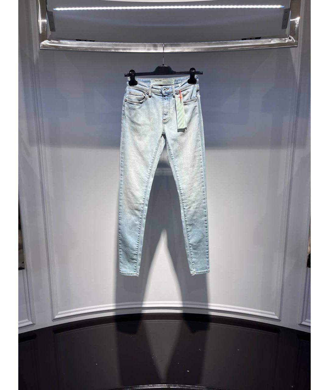 OFF-WHITE Голубые хлопковые джинсы слим, фото 4