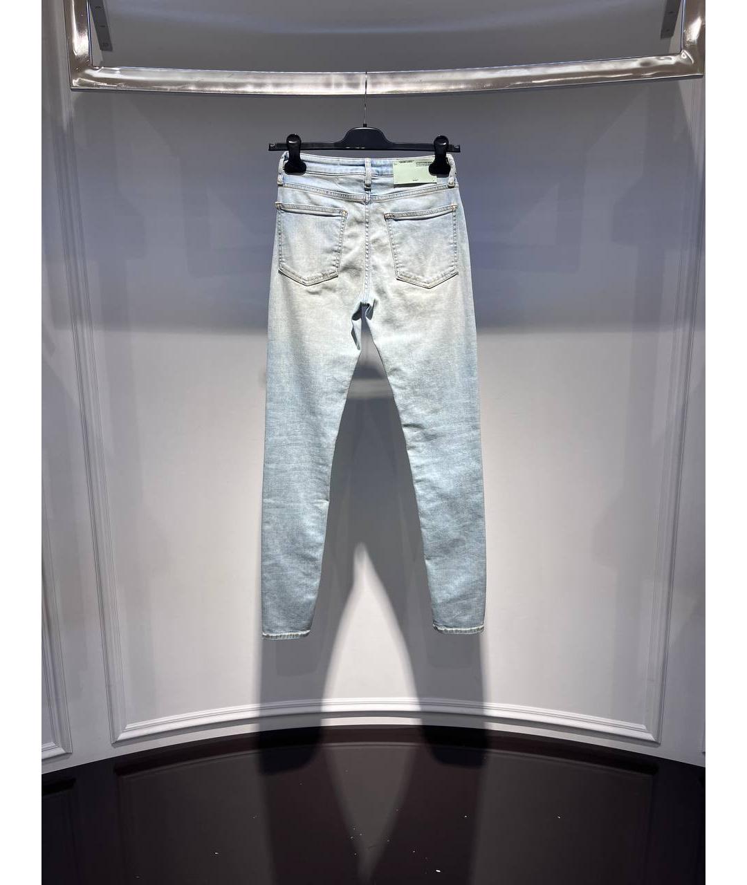 OFF-WHITE Голубые хлопковые джинсы слим, фото 3