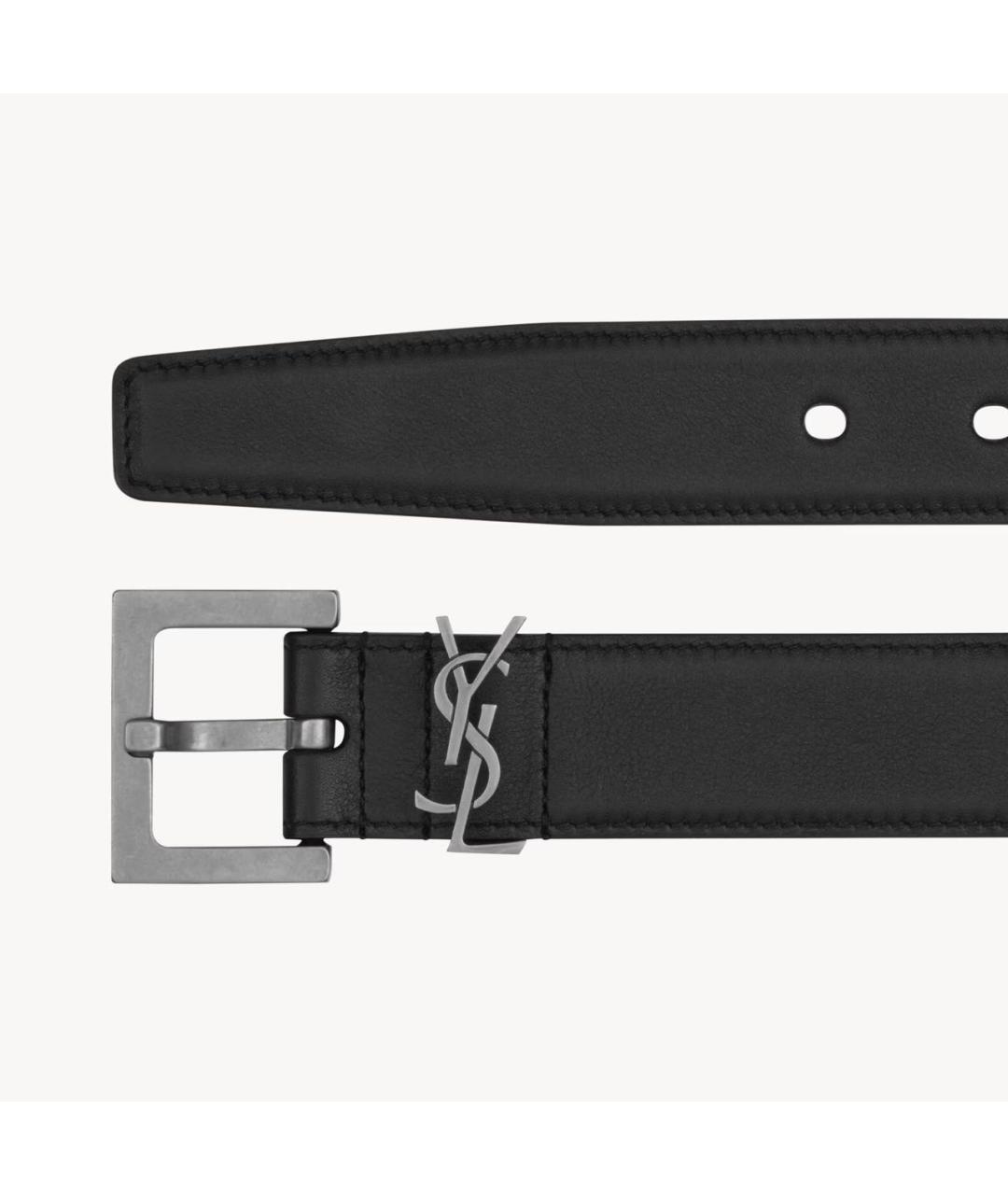 SAINT LAURENT Черный кожаный ремень, фото 2