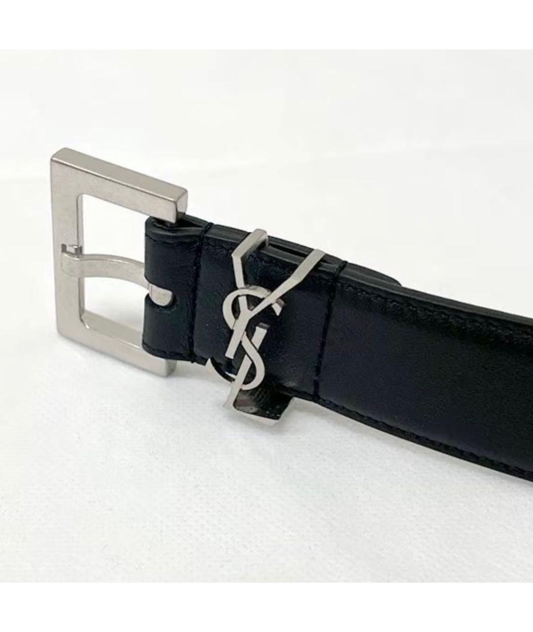 SAINT LAURENT Черный кожаный ремень, фото 3