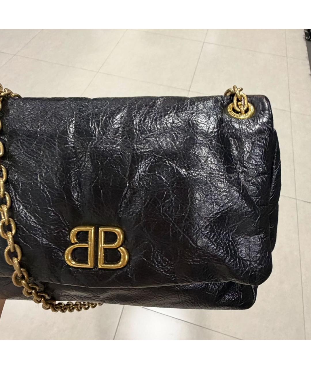 BALENCIAGA Черная кожаная сумка через плечо, фото 4