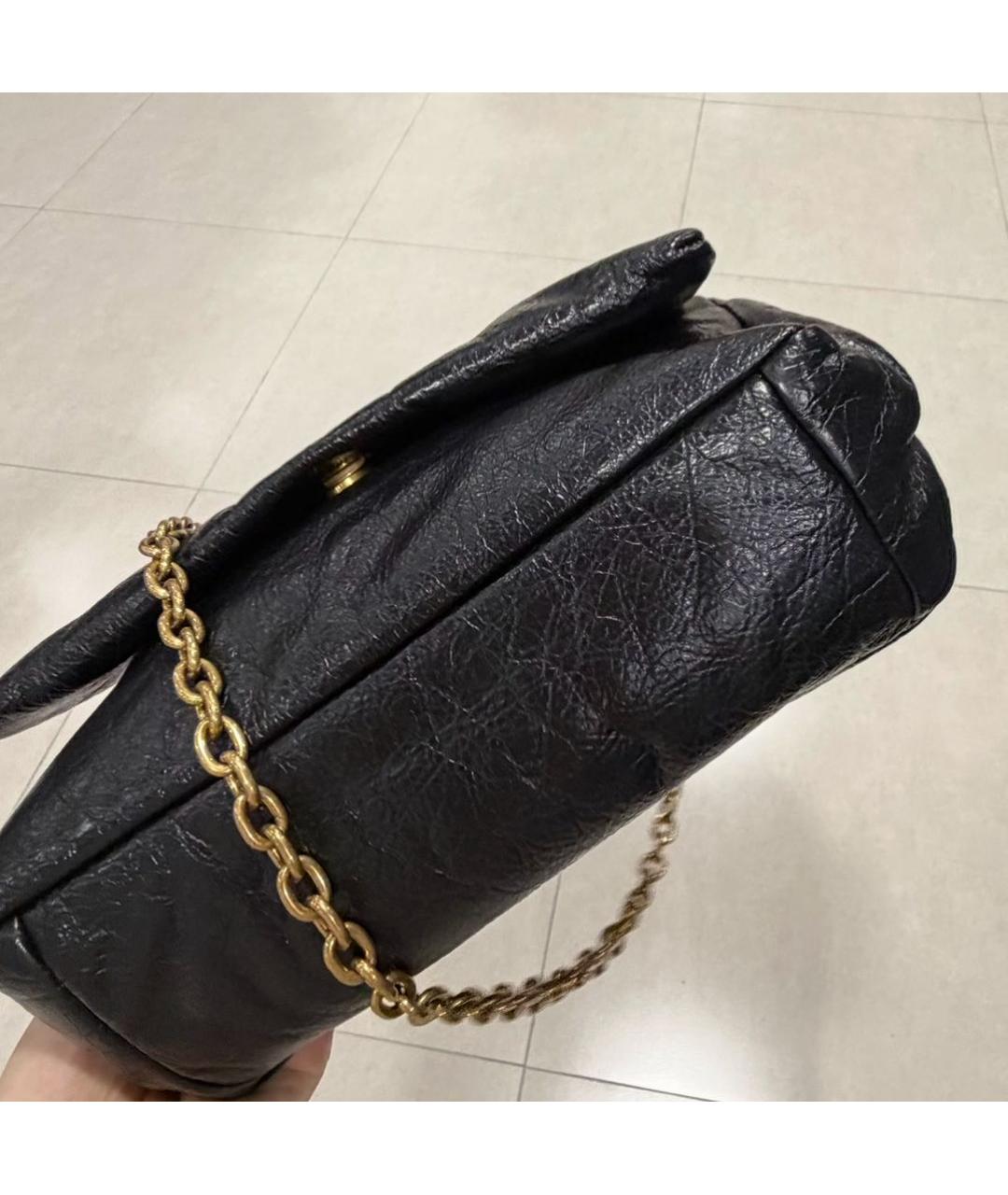 BALENCIAGA Черная кожаная сумка через плечо, фото 5