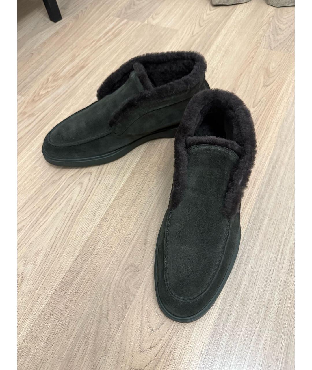 SANTONI Коричневые замшевые низкие ботинки, фото 3