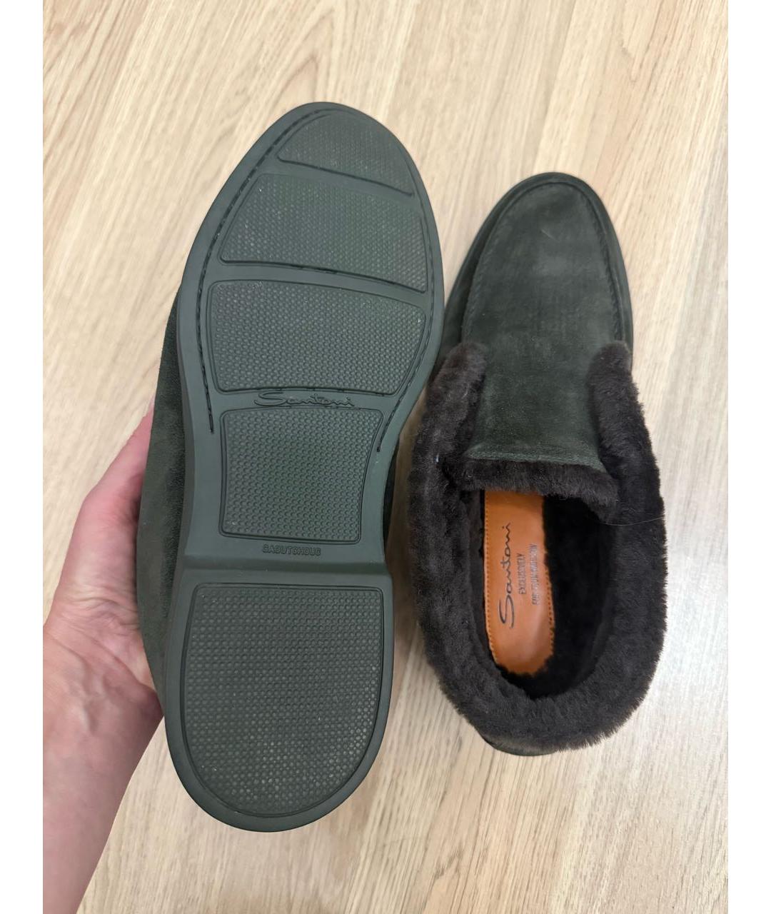 SANTONI Коричневые замшевые низкие ботинки, фото 5