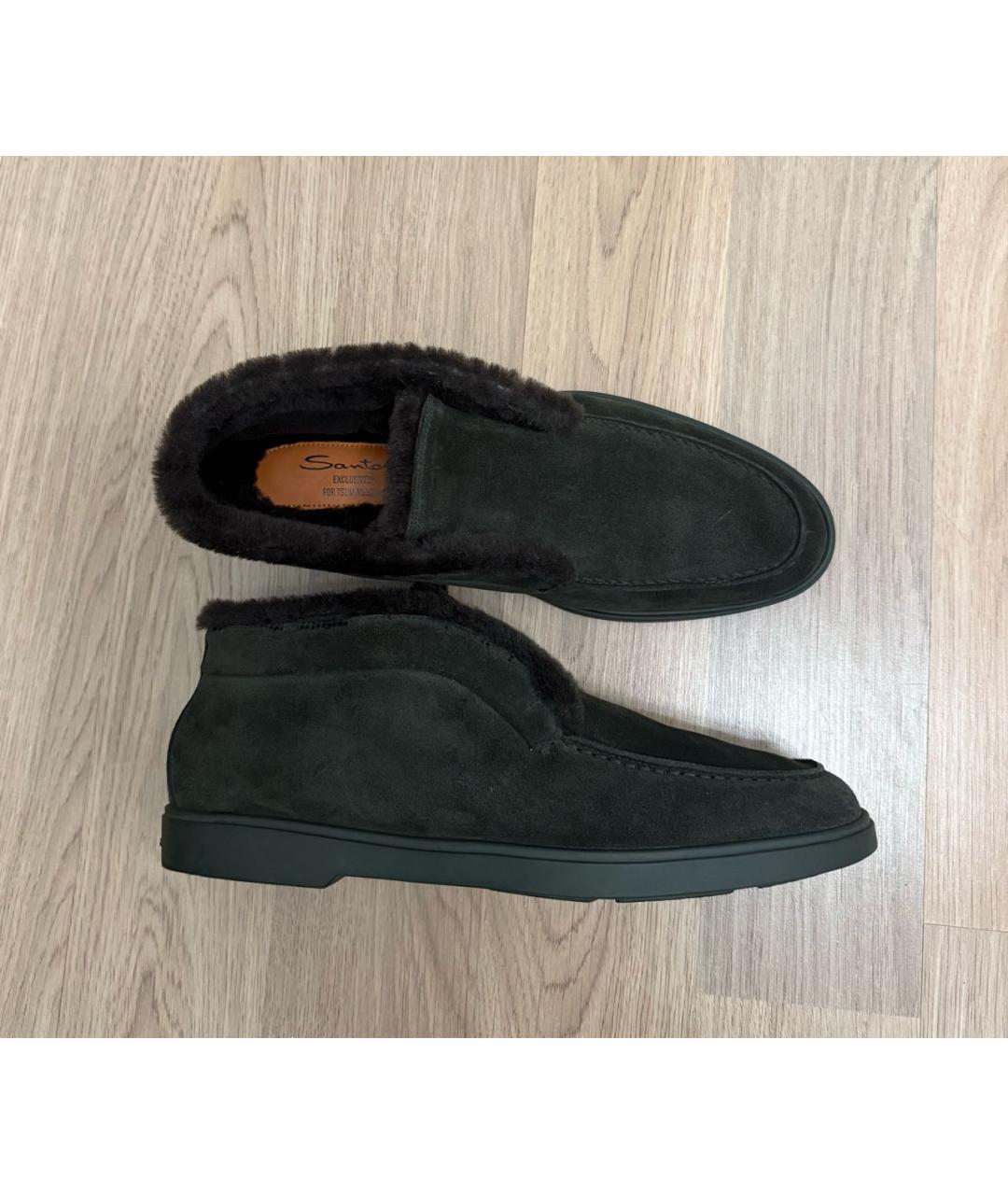 SANTONI Коричневые замшевые низкие ботинки, фото 9