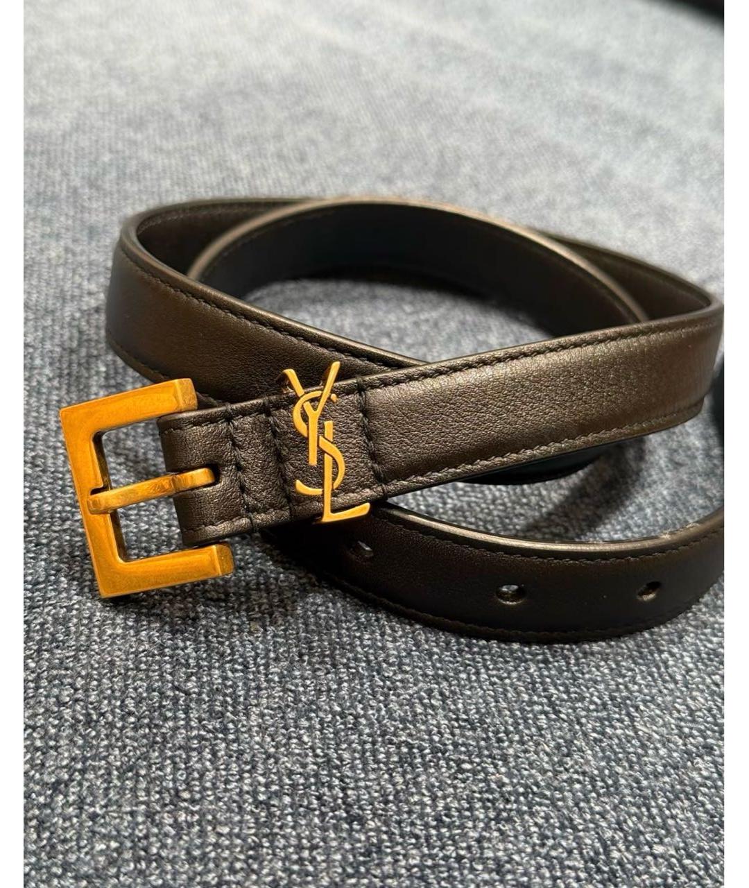 SAINT LAURENT Черный кожаный ремень, фото 3