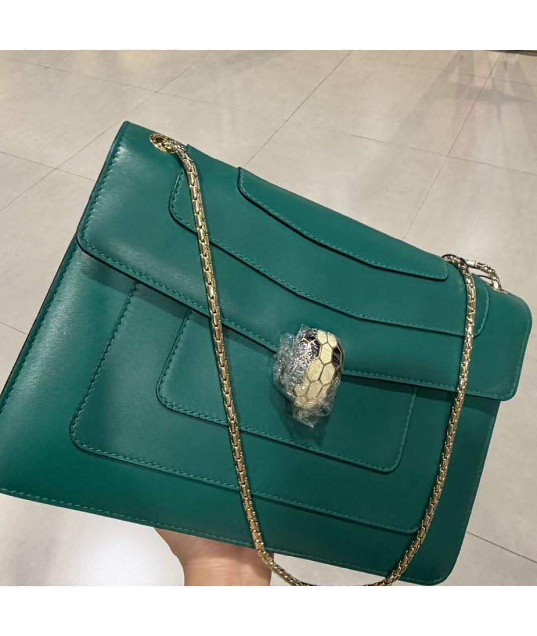 BVLGARI Зеленая кожаная сумка через плечо, фото 3