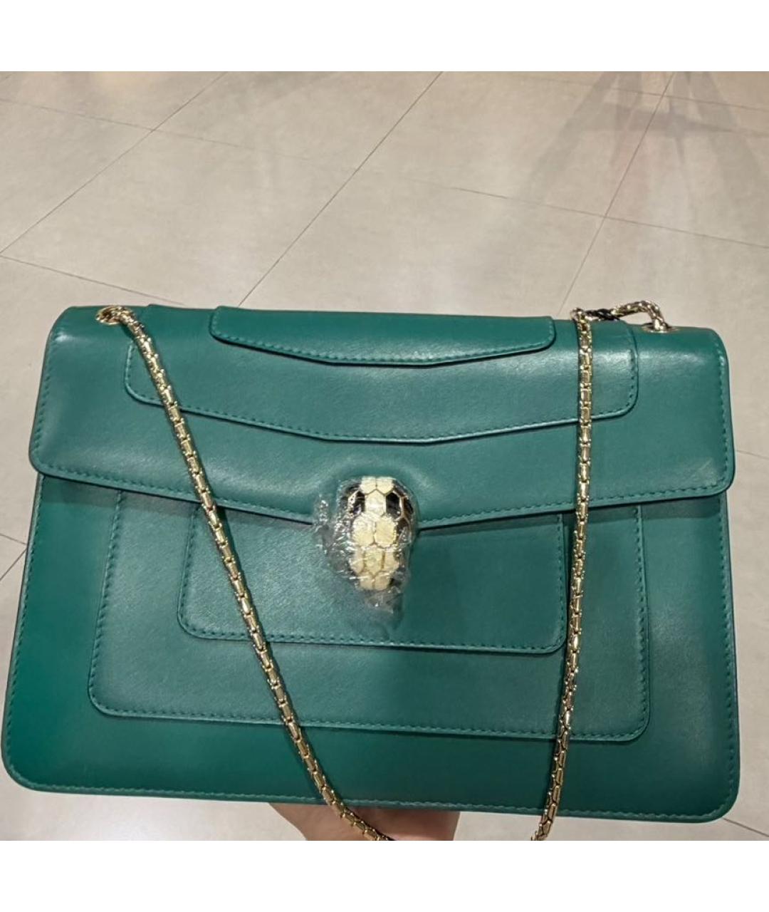 BVLGARI Зеленая кожаная сумка через плечо, фото 2
