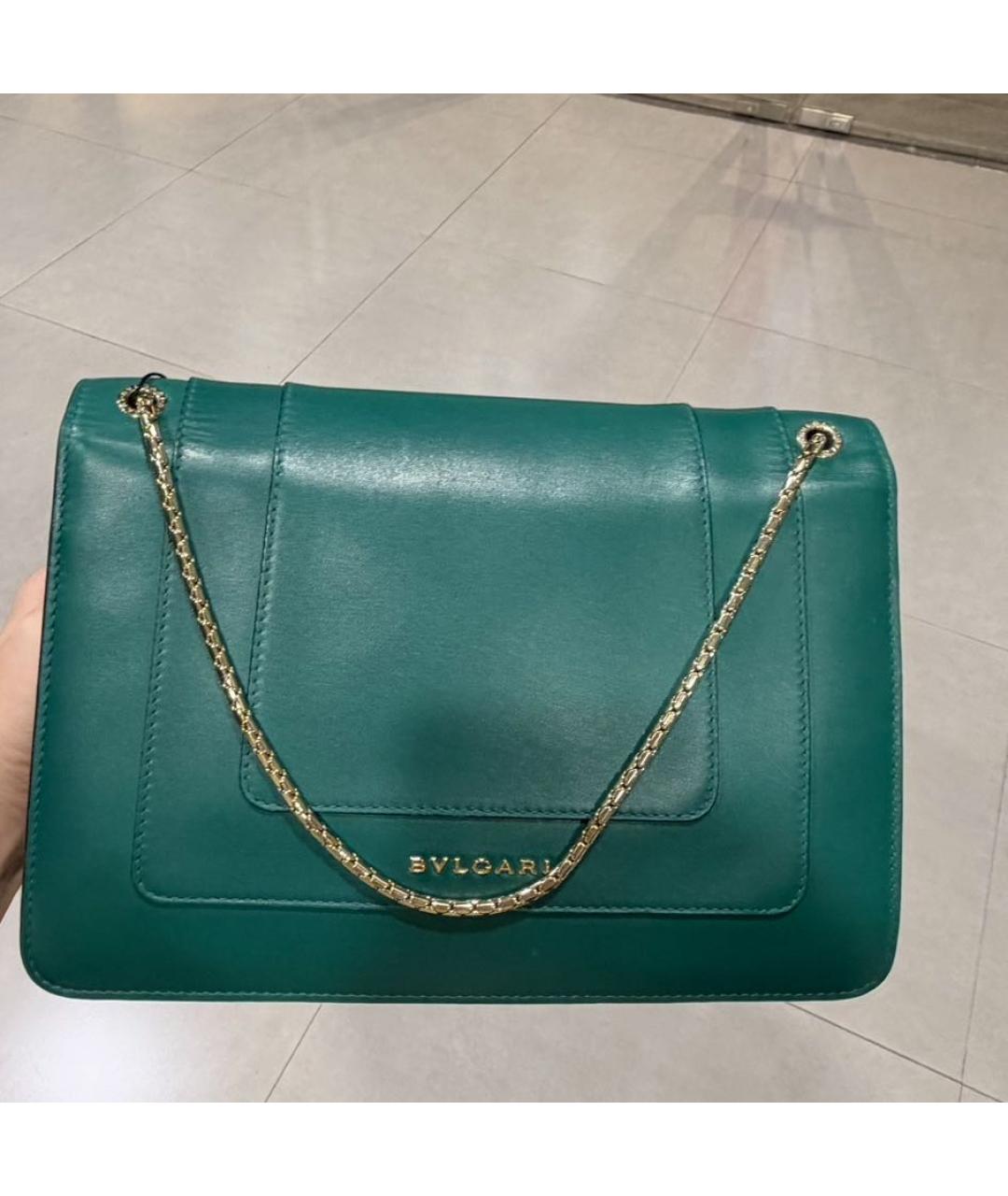 BVLGARI Зеленая кожаная сумка через плечо, фото 4