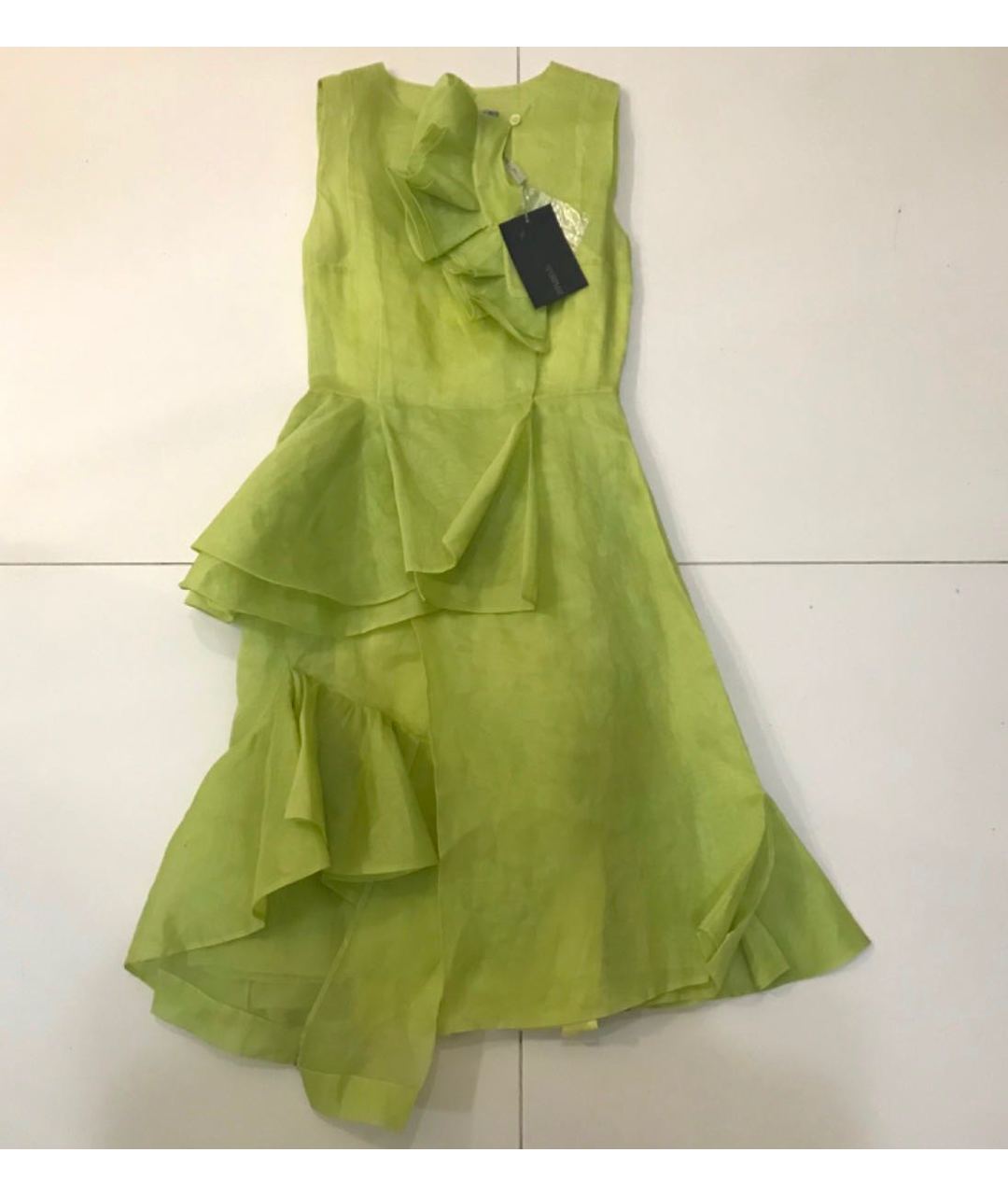 SPORTMAX Зеленые хлопковое коктейльное платье, фото 2