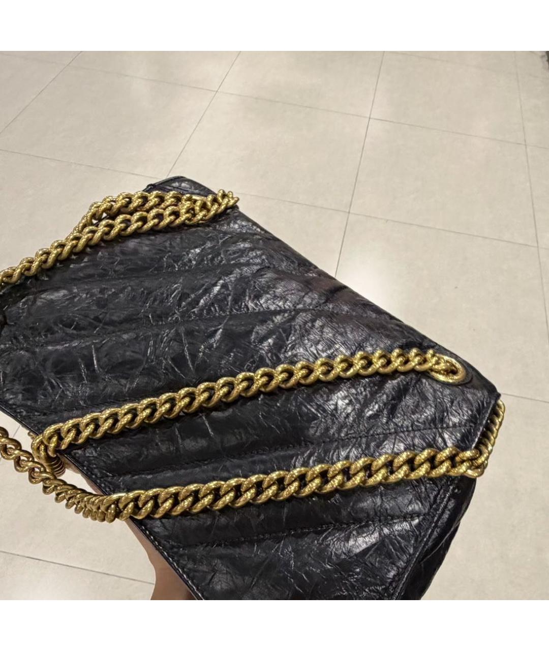 BALENCIAGA Черная кожаная сумка через плечо, фото 5