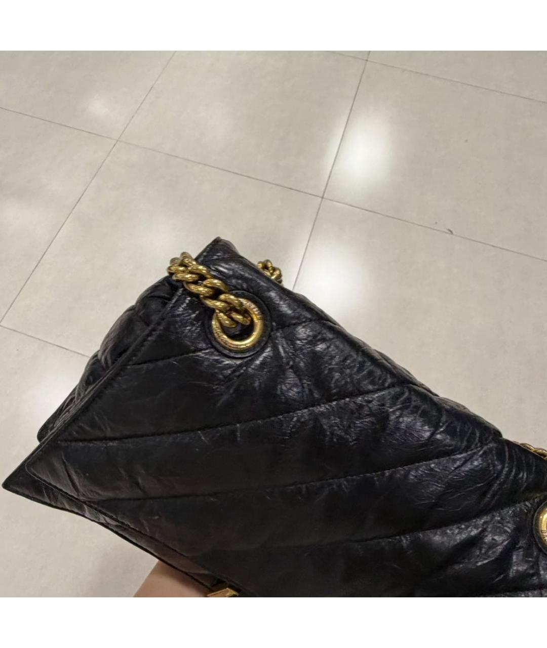 BALENCIAGA Черная кожаная сумка через плечо, фото 4