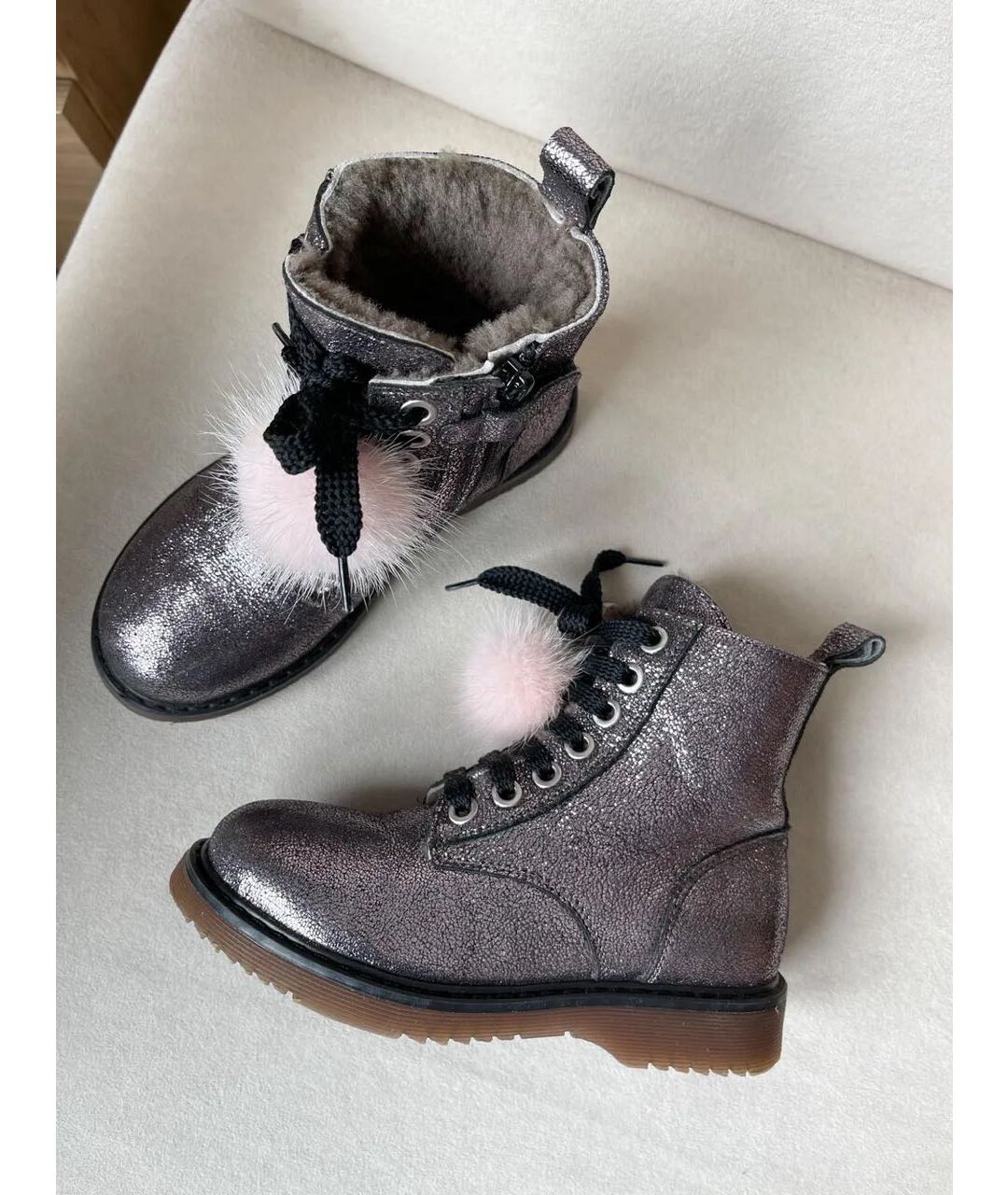 MONNALISA Серебряные кожаные ботинки, фото 5