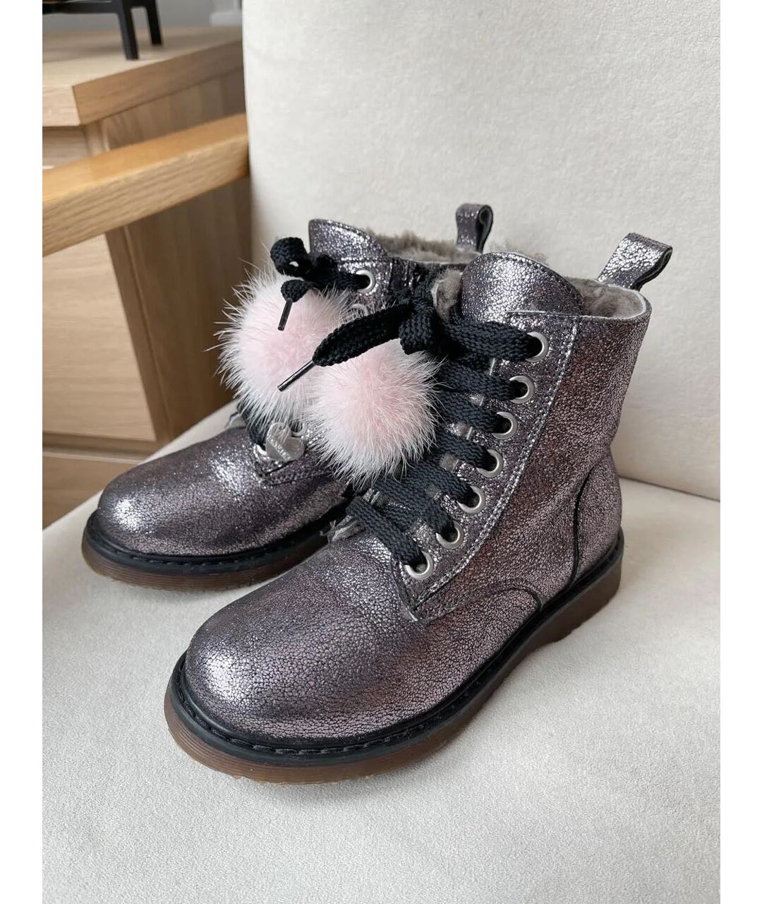 MONNALISA Серебряные кожаные ботинки, фото 3