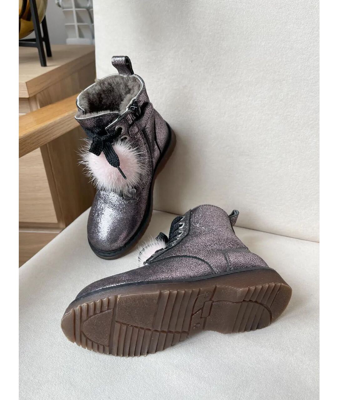 MONNALISA Серебряные кожаные ботинки, фото 2