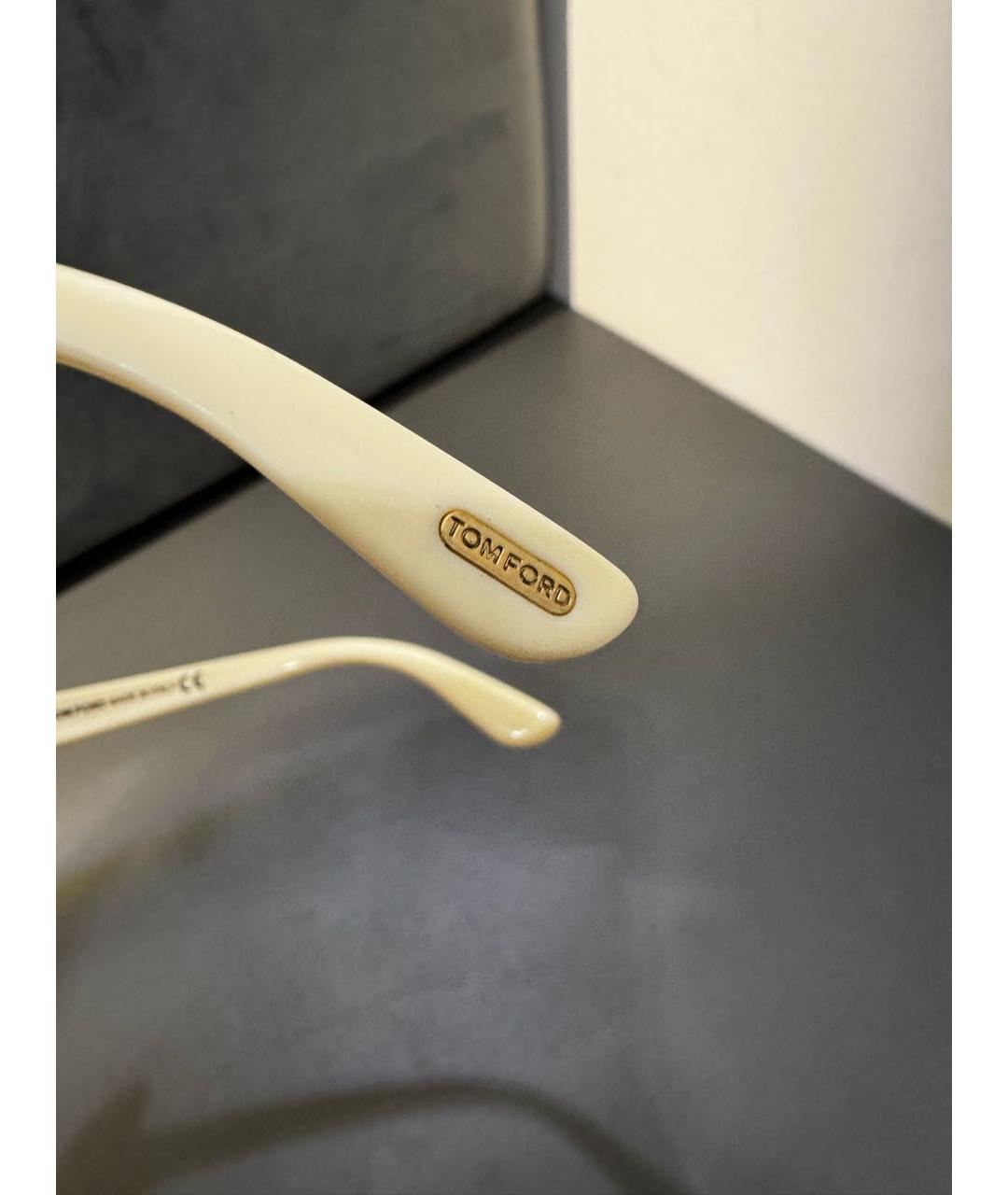 TOM FORD Бежевые пластиковые солнцезащитные очки, фото 7