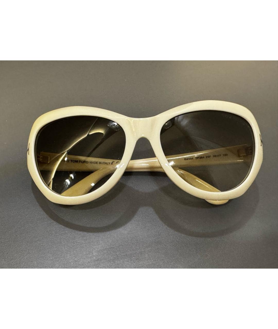 TOM FORD Бежевые пластиковые солнцезащитные очки, фото 8
