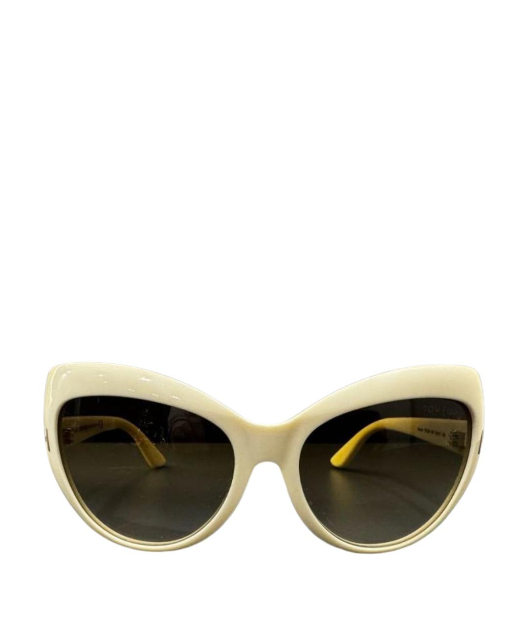 TOM FORD Бежевые пластиковые солнцезащитные очки, фото 1