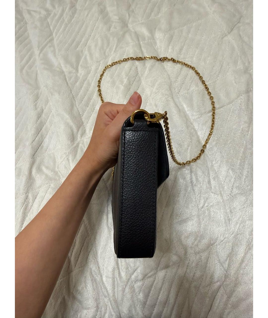 LOUIS VUITTON Черная кожаная сумка через плечо, фото 2