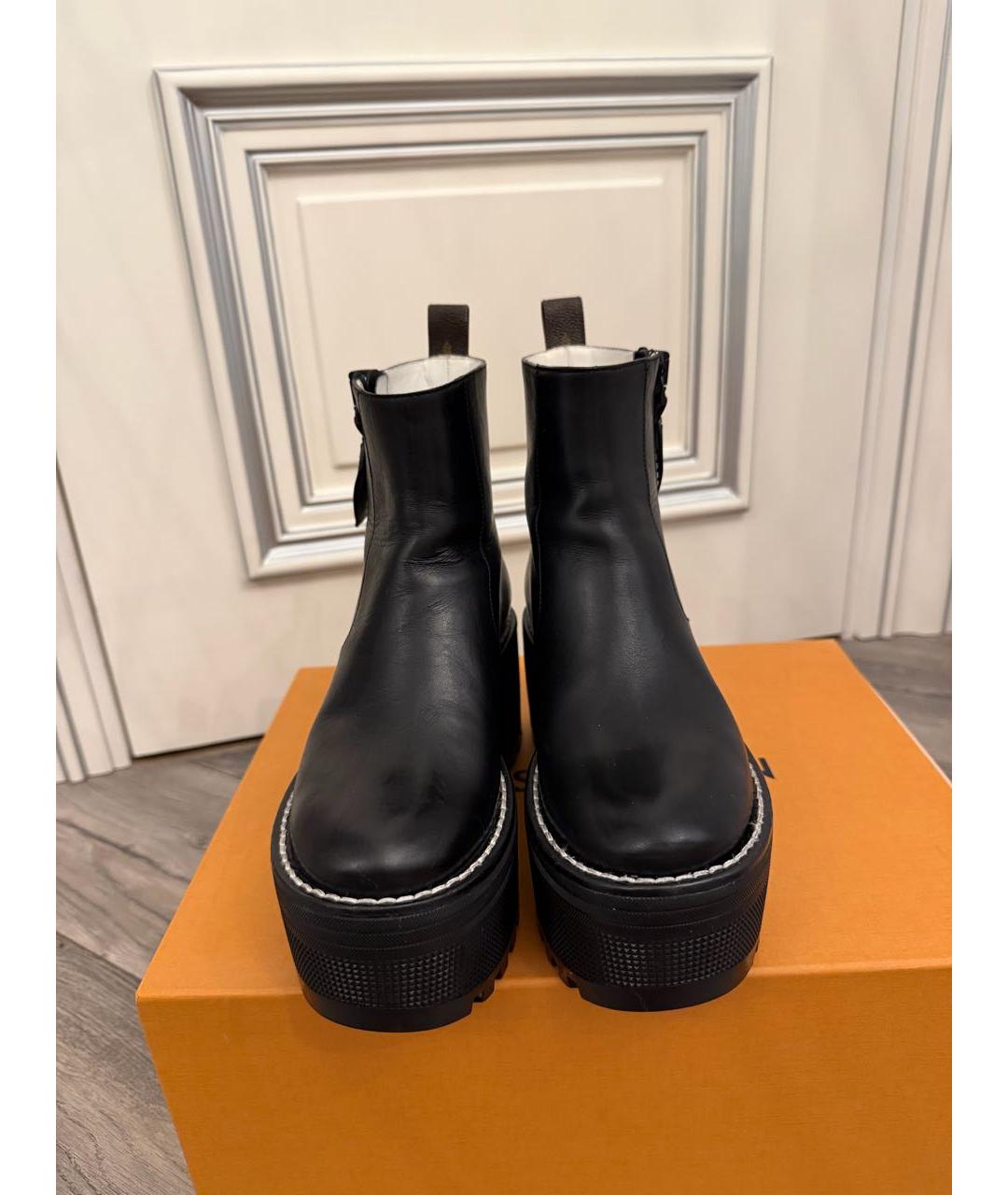 LOUIS VUITTON Черные кожаные полусапоги, фото 2