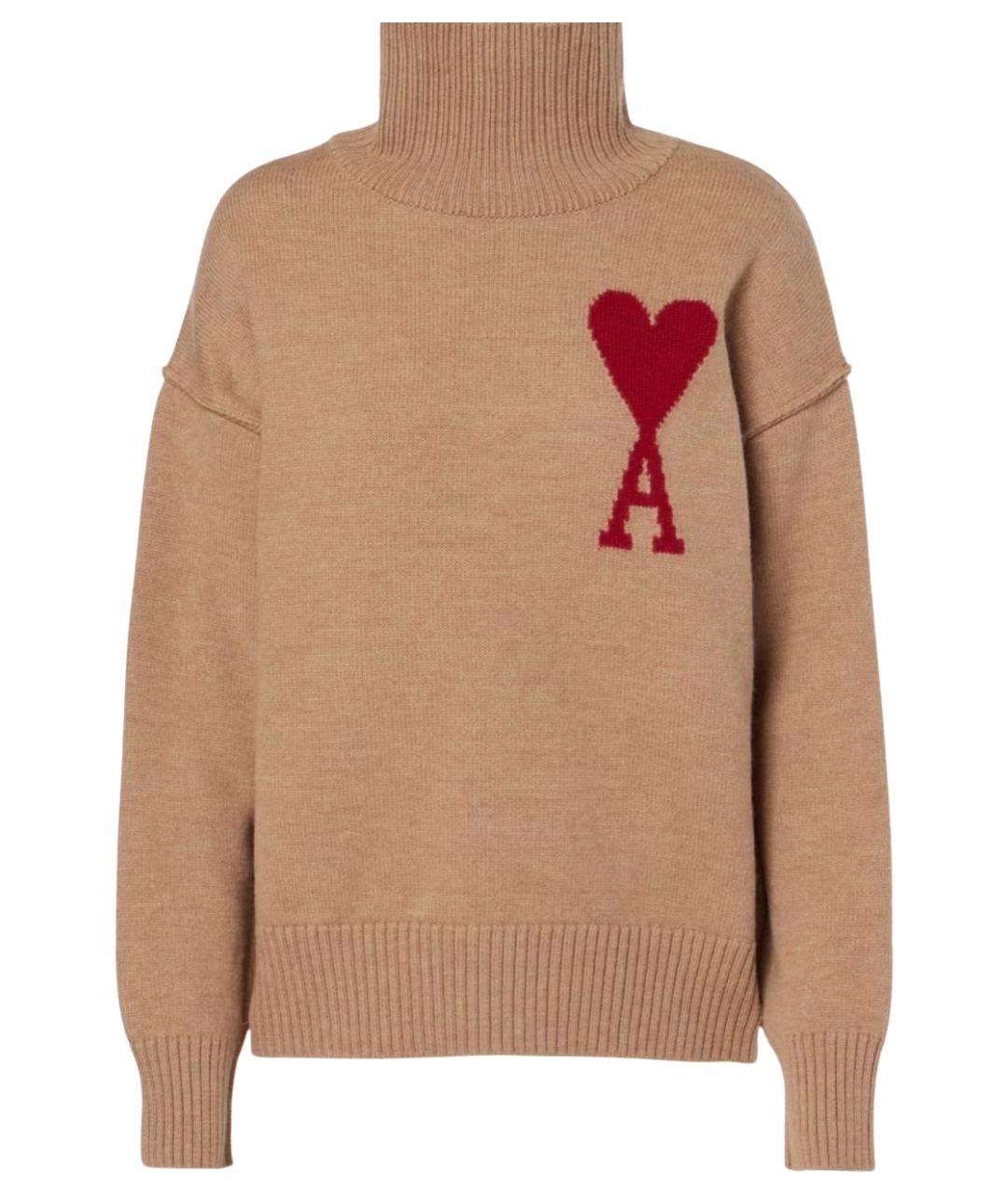 Ami Paris Бежевый шерстяной джемпер / свитер, фото 1