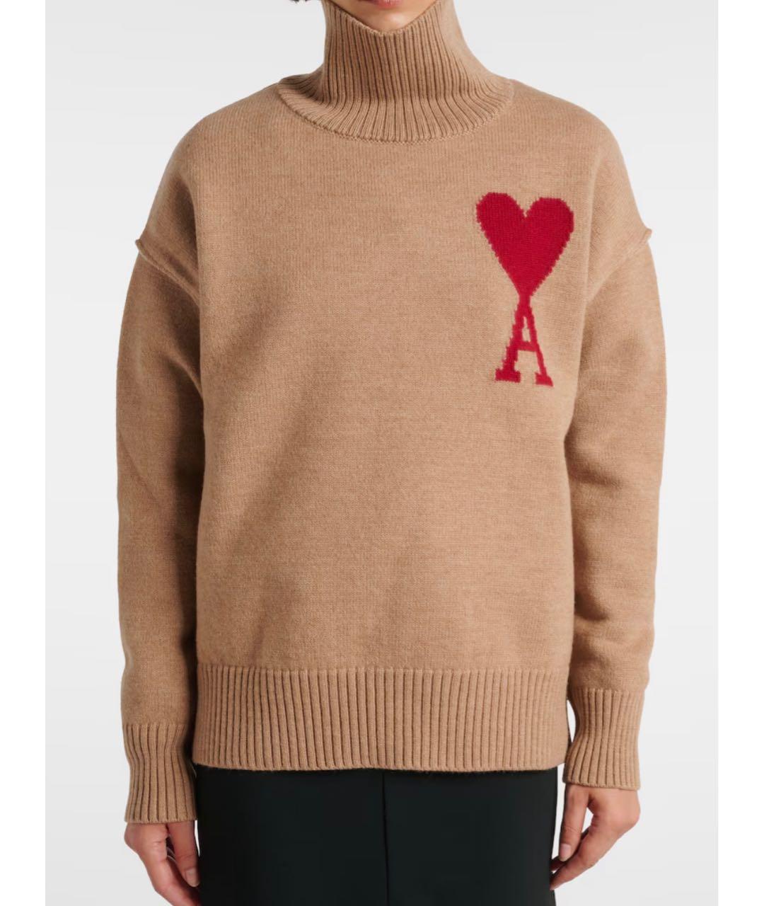 Ami Paris Бежевый шерстяной джемпер / свитер, фото 2