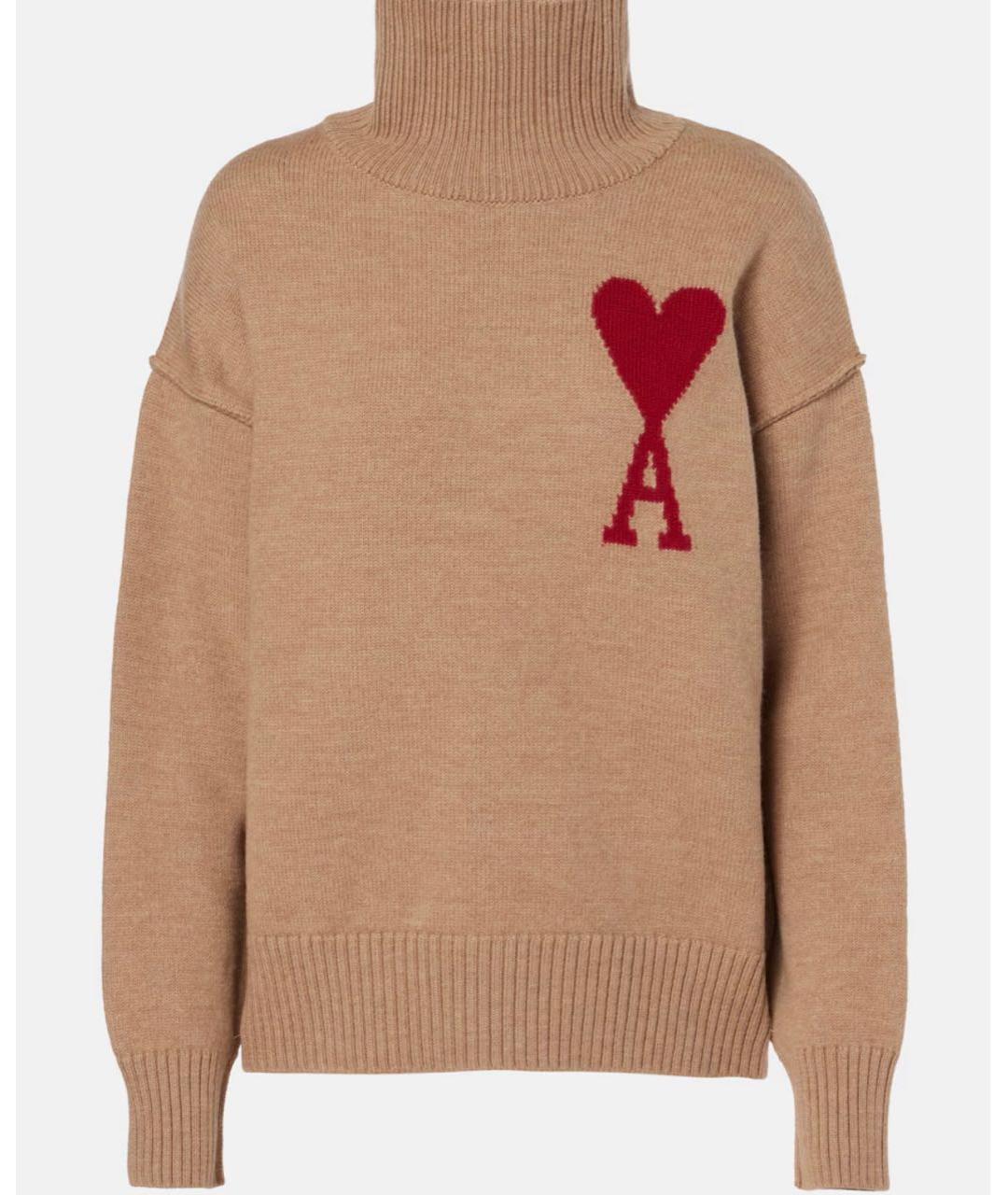 Ami Paris Бежевый шерстяной джемпер / свитер, фото 3