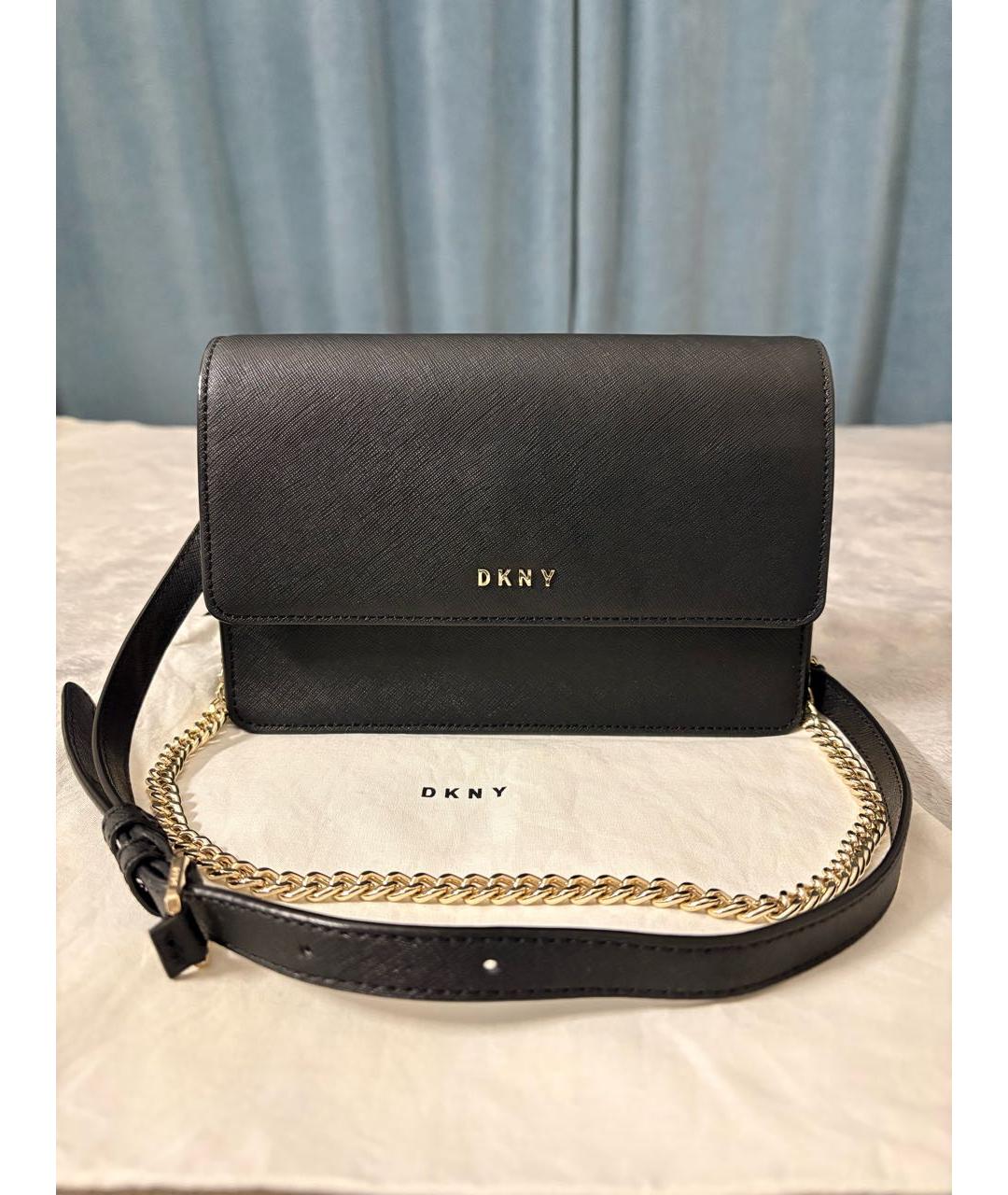 DKNY Черная кожаная сумка через плечо, фото 9