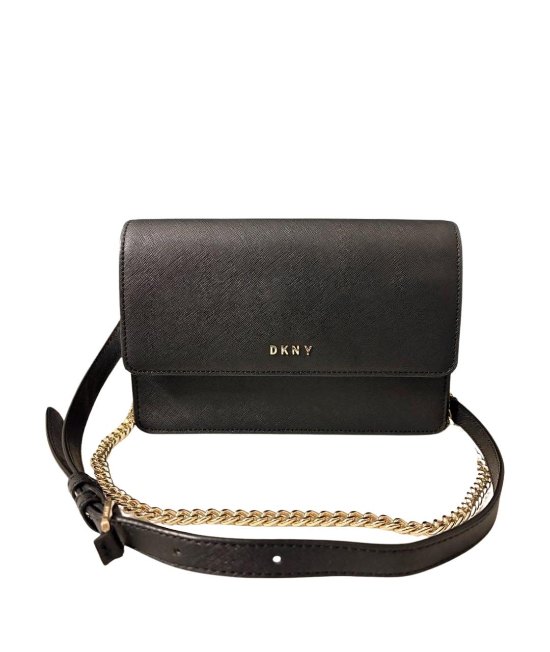 DKNY Черная кожаная сумка через плечо, фото 1