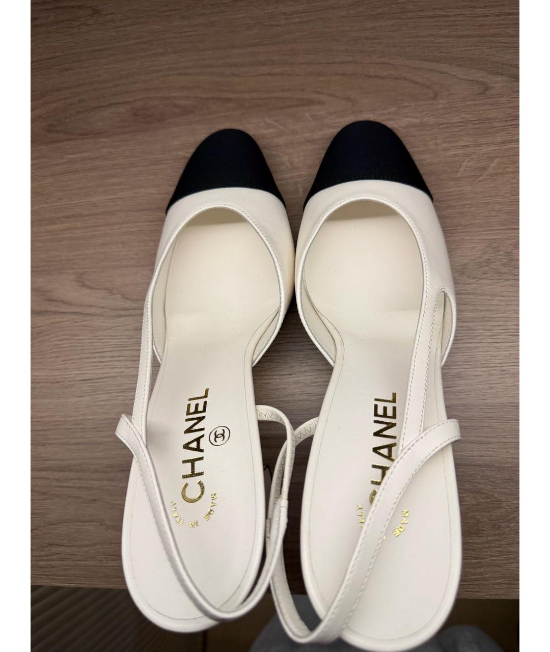 CHANEL Белые кожаные туфли, фото 4